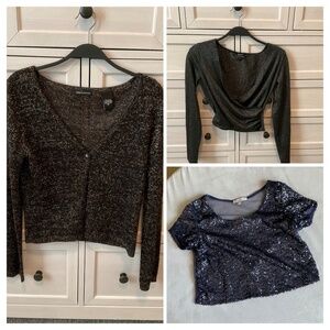 3 Glitter Shimmer Sparkle Tops for the price of one